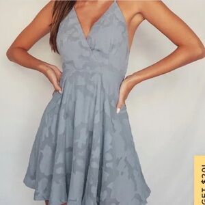 Lulu’s Day of Beauty Dusty Blue Skater Dress